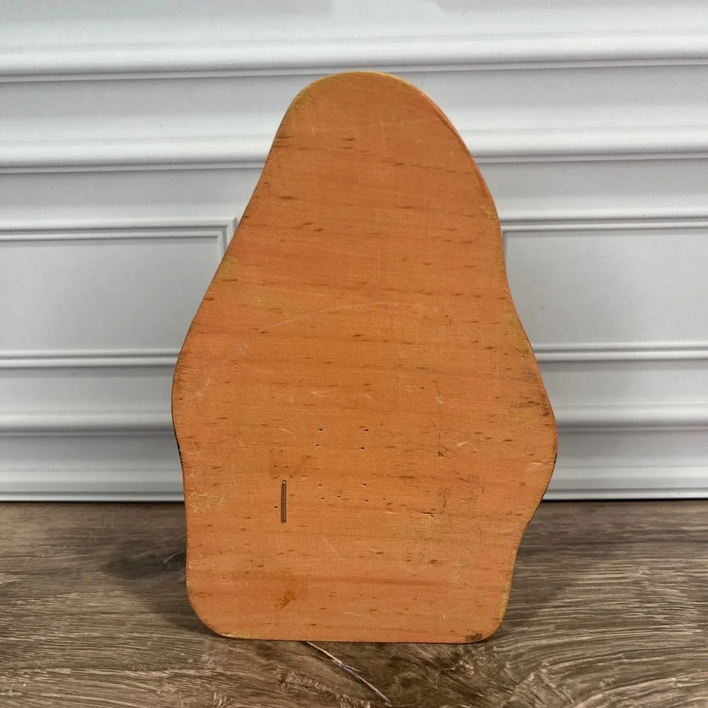 Hand‎ Painted Santa Figurines Orange Tabletop Primitive Rustic Wood Set of 2